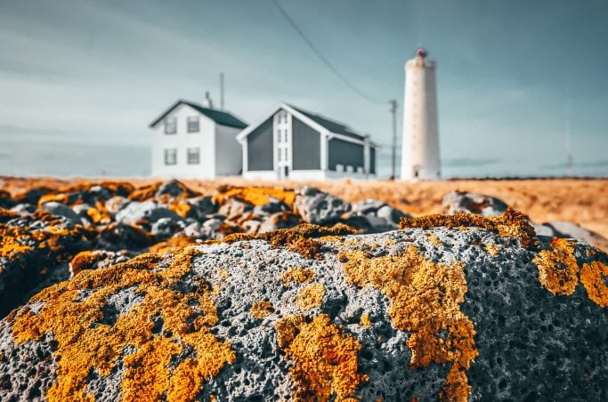 Lighthouse and houses
